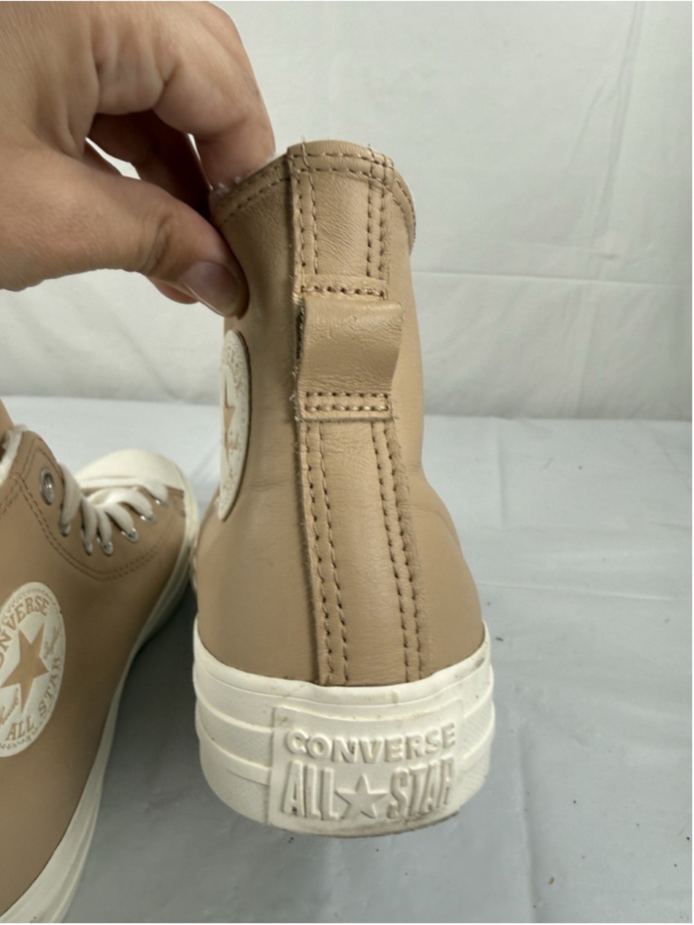 Converse Women's Chuck Taylor All Star Hi Leather A07945C Epic Dune/Egret Sz 7.5 - Picture 13 of 15